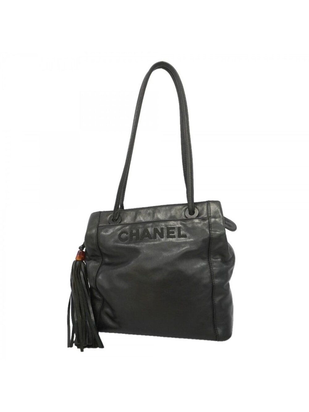 Chanel Tote Leather Black Silver